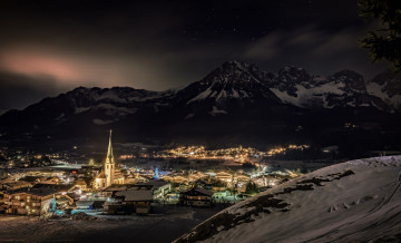 Картинка города -+огни+ночного+города austria ellmau tyrol