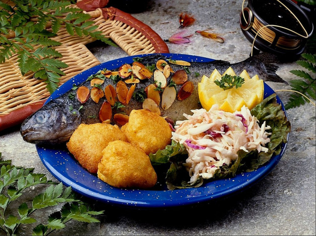Обои картинки фото еда, вторые блюда, гарнир, рыба