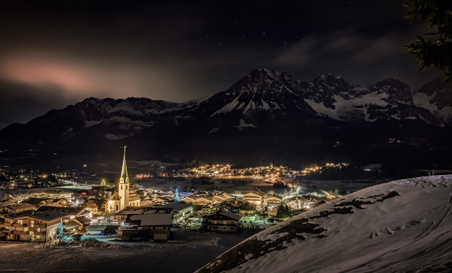 Обои картинки фото города, - огни ночного города, austria, ellmau, tyrol