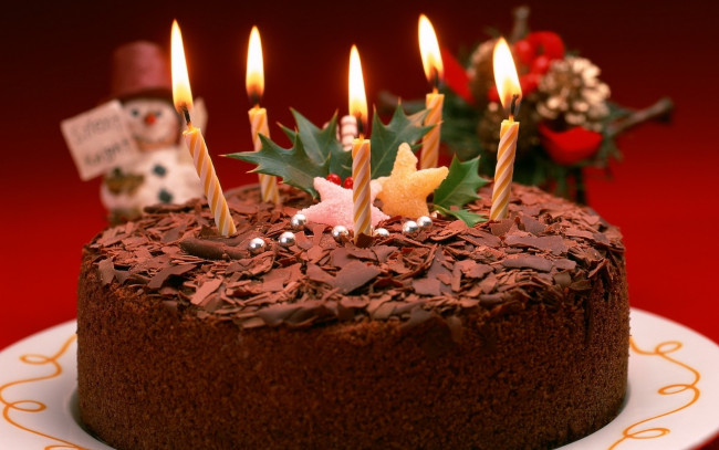 Обои картинки фото торт со свечками, еда, торты, свечи, торт