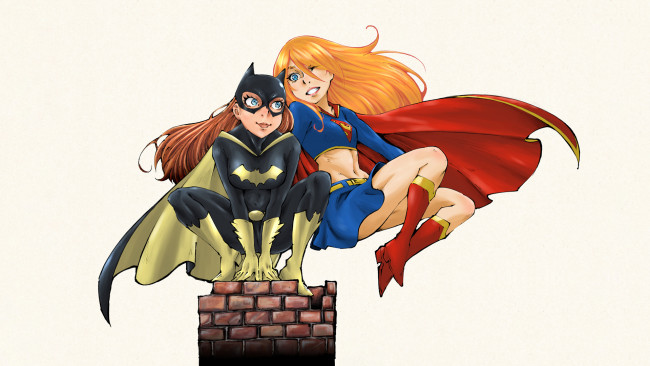 Обои картинки фото рисованное, комиксы, batgirl, supergirl