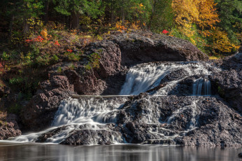Картинка great conglomerate falls michigan природа водопады каскад осень