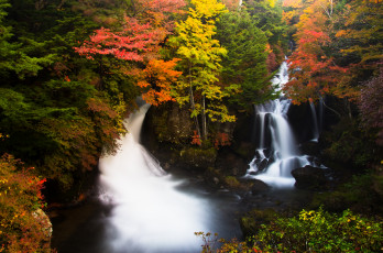 обоя природа, водопады, осень