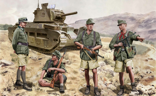 Обои картинки фото рисованные, армия, солдаты, танк