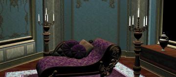обоя 3д графика, реализм , realism, подушки, свечи, диван