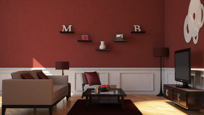 Обои картинки фото 3д графика, реализм , realism, подушки, гостиная, кресло, диван, стол