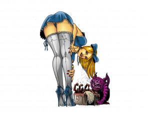 Картинка рисованное комиксы девушка фон взгляд кот рука
