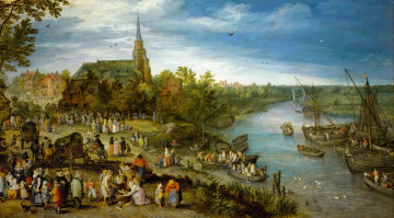 Картинка рисованное живопись деревенская Ярмарка Ян брейгель старший картина пейзаж