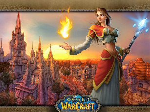 Картинка видео+игры world+of+warcraft девушка магия посох город