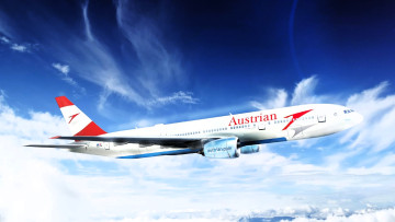 Картинка austrian+airlines авиация пассажирские+самолёты самолет полет небо облака