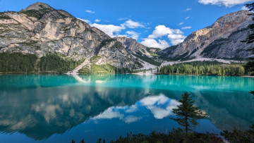 Картинка lago+di+braies dolomites italy природа реки озера lago di braies