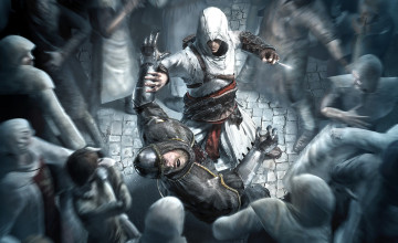 Картинка видео+игры assassin`s+creed рыцарь ассасин поединок люди