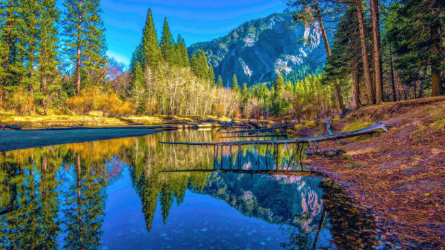 Обои картинки фото merced river, yosemite np, california, природа, реки, озера, merced, river, yosemite, np