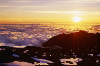 Картинка природа восходы закаты горы облака солнце