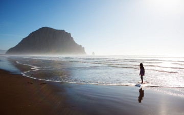 Картинка природа побережье море небо песок силуэт