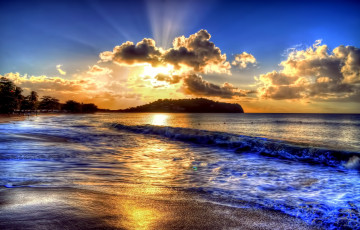 Картинка природа восходы закаты волна облака море солнце закат