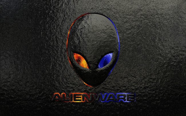 Обои картинки фото компьютеры, alienware, бренд, голова, инопланетянин, надпись, текстура