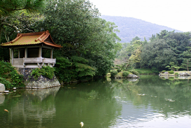 Обои картинки фото ritsurin, park, japan, природа, парк, озеро