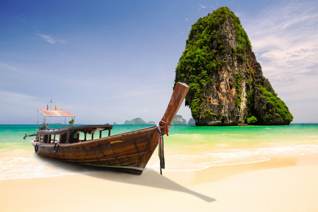 Обои картинки фото krabi, thailand, корабли, лодки, шлюпки, phang, nga, bay, краби, таиланд, залив, пхангнга, островок, скала