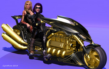 обоя мотоциклы, 3d, девушки, мотоцикл