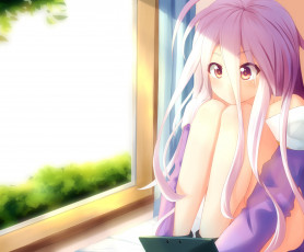 Картинка аниме no+game+no+life shiro no game life onamae kun арт окно девочка розовые волосы