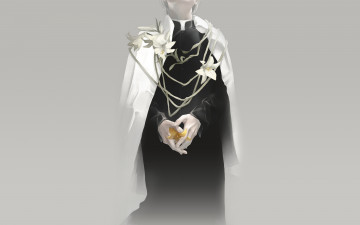Картинка аниме unknown +другое желтая лилия белые цветы лилии священник re арт