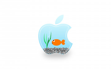 Картинка компьютеры apple фон логотип рыбка аквариум