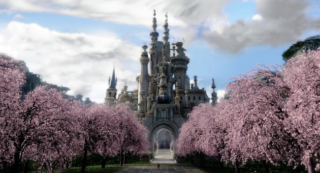Обои картинки фото кино фильмы, alice in wonderland, дворец, сад