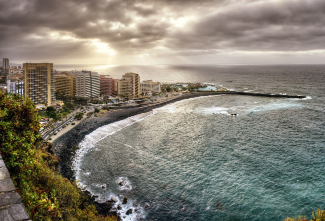 Обои картинки фото puerto, de, la, cruz, canary, islands, spain, города, пейзажи, пуэрто, де, ла, крус, испания, канарские, острова, тенерифе, атлантический, океан, побережье