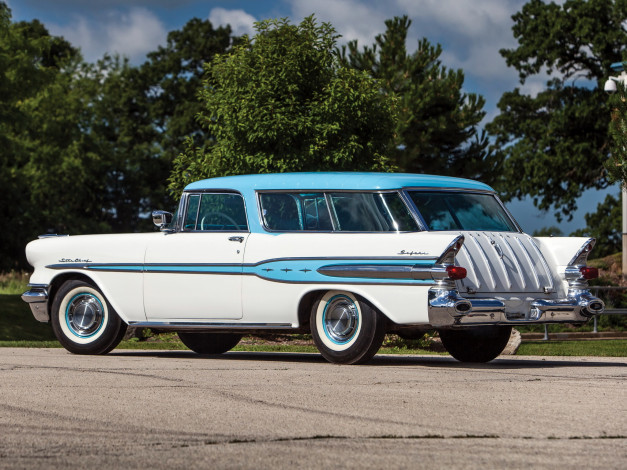 Обои картинки фото автомобили, pontiac, custom, star, chief, 1957г, 2764df, 2-door, safari