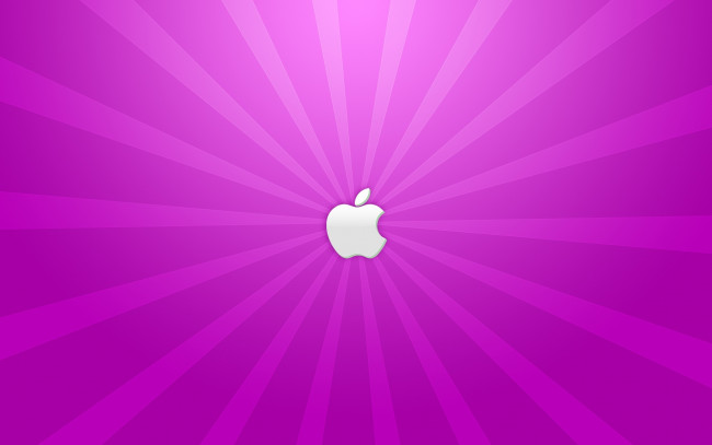Обои картинки фото компьютеры, apple, логотип, яблоко, лучи, розовый, фон