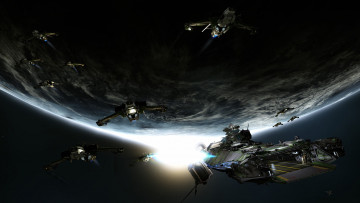 Картинка видео+игры star+citizen планета вселенная полет космические корабли