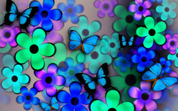 Картинка разное компьютерный+дизайн крылья лепестки цветы бабочка коллаж