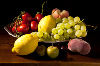 обоя еда, фрукты и овощи вместе, композиция