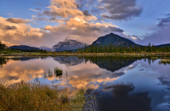 Картинка канада природа реки озера облака водоем трава горы деревья