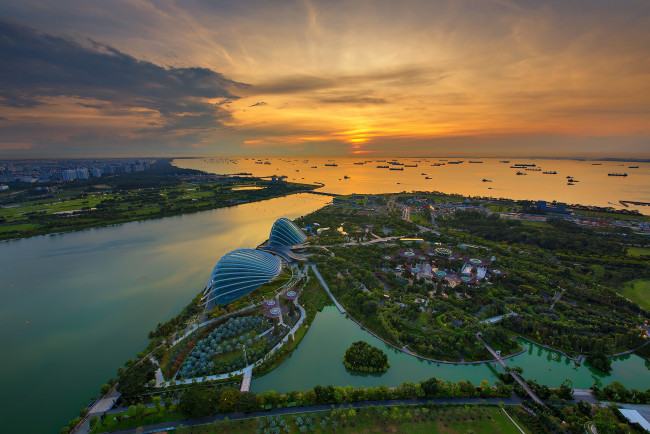 Обои картинки фото singapore, города, сингапур , сингапур, рассвет