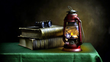 Картинка разное канцелярия +книги фонарь бинокль книги