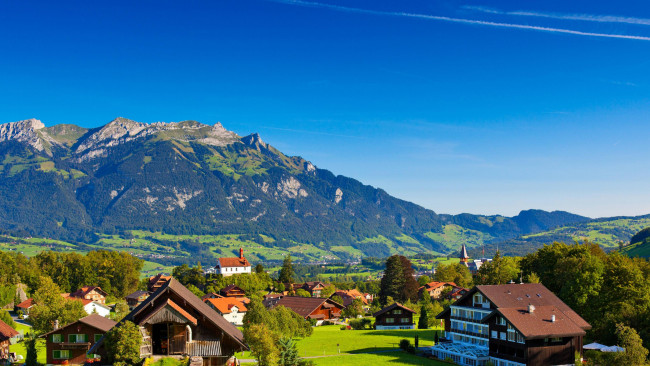Обои картинки фото велла,  швейцария, города, - панорамы, горы, дома, панорама