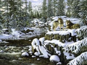 Картинка рисованные животные волки
