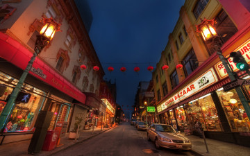 Картинка города огни ночного chinatown san+francisco