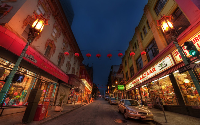 Обои картинки фото города, огни, ночного, chinatown, san francisco