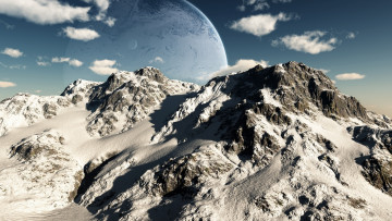 Картинка 3д графика nature landscape природа небо земля луна горы