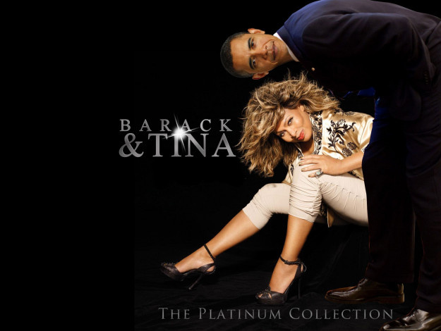 Обои картинки фото barack, obama, and, tina, turner, разное, знаменитости, президент, певица