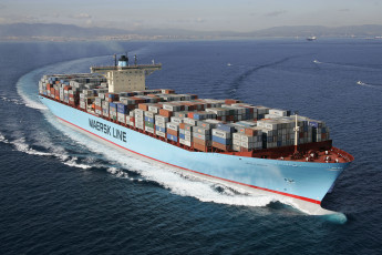 Картинка estelle maersk корабли грузовые суда судно грузовое палуба контейнеры перевозка