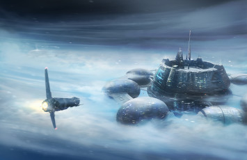 Картинка фэнтези космические корабли звездолеты станции звездолет