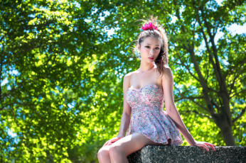 Картинка девушки -unsort+ азиатки лето платье взгляд лицо девушка
