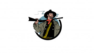 Картинка рисованное минимализм дым сигарета винтовка оружие шляпа ковбой