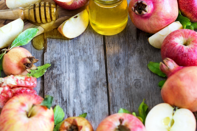 Обои картинки фото еда, мёд,  варенье,  повидло,  джем, яблоки, гранат, мед