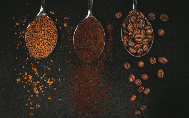 Обои картинки фото еда, кофе,  кофейные зёрна, зерна, молотый
