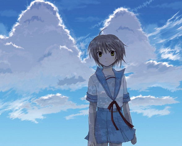 Обои картинки фото аниме, the, melancholy, of, haruhi, suzumiya